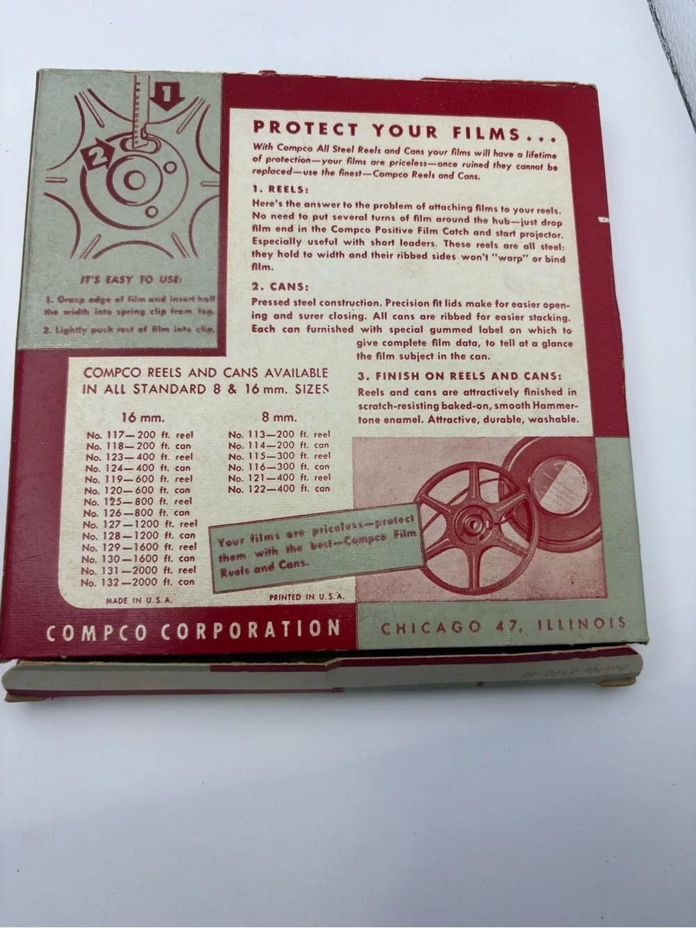 Vintage Compco 8mm Film Empty 300 ft Reel With Case